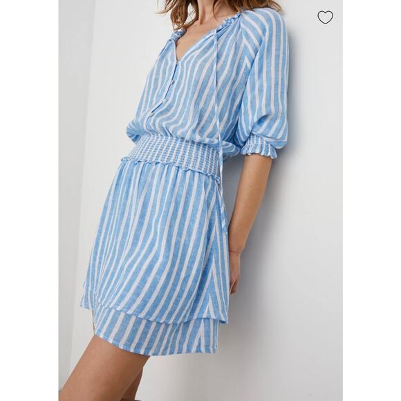 Rails Crystal Dress Lake Stripe L Nautical Casual Beachy Gauze Linen Resort - Picture 4 of 14